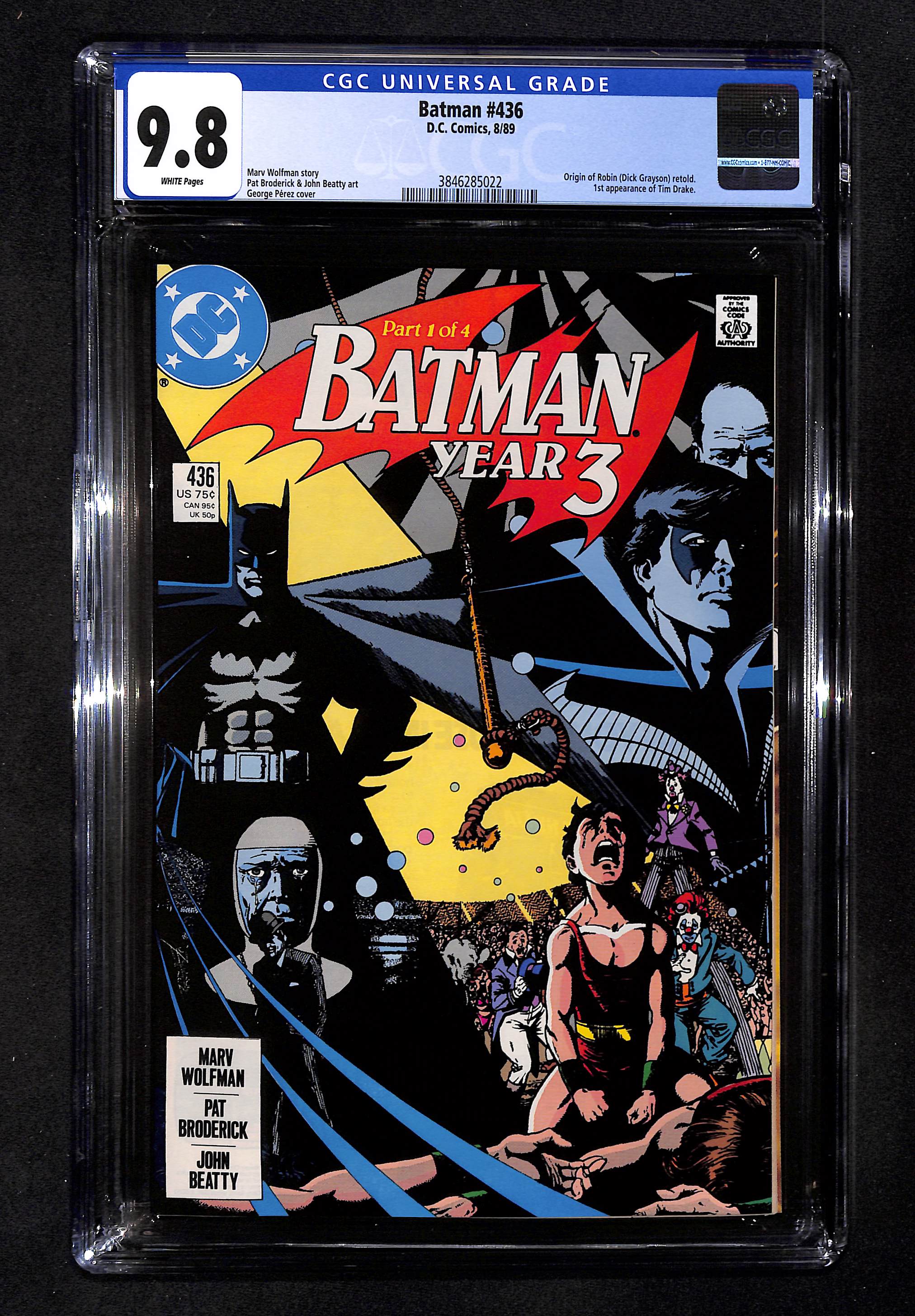 Batman #436 8/89 CGC 9.4 WHITE pgs (1st app Tim Drake, Red Robin)