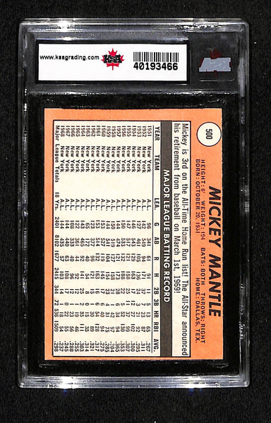 KSA - 1969 Topps - Mickey Mantle #500 - 8 NMM