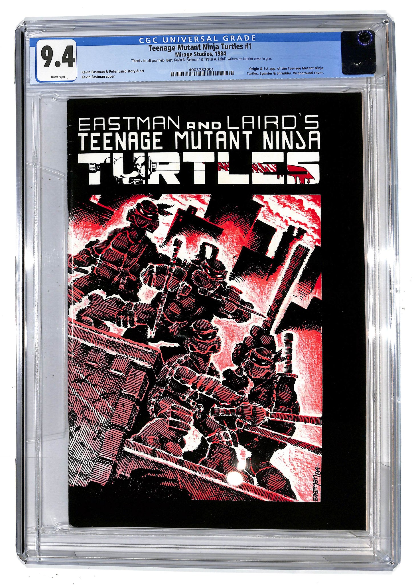 Teenage Mutant Ninja Turtles #1 CGC 9.4 "Thank You" Signed Copy