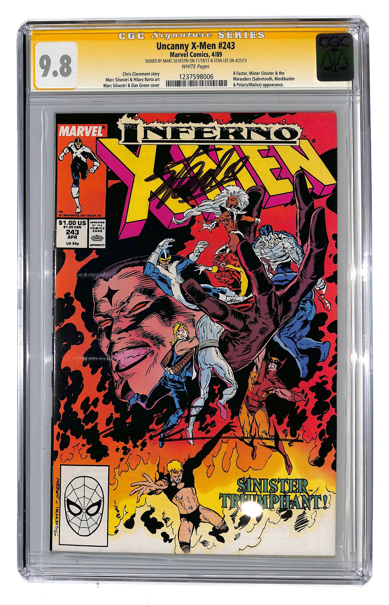 Uncanny X-Men #243 CGC 9.8 Sig Series Stan Lee Marc Silvestri