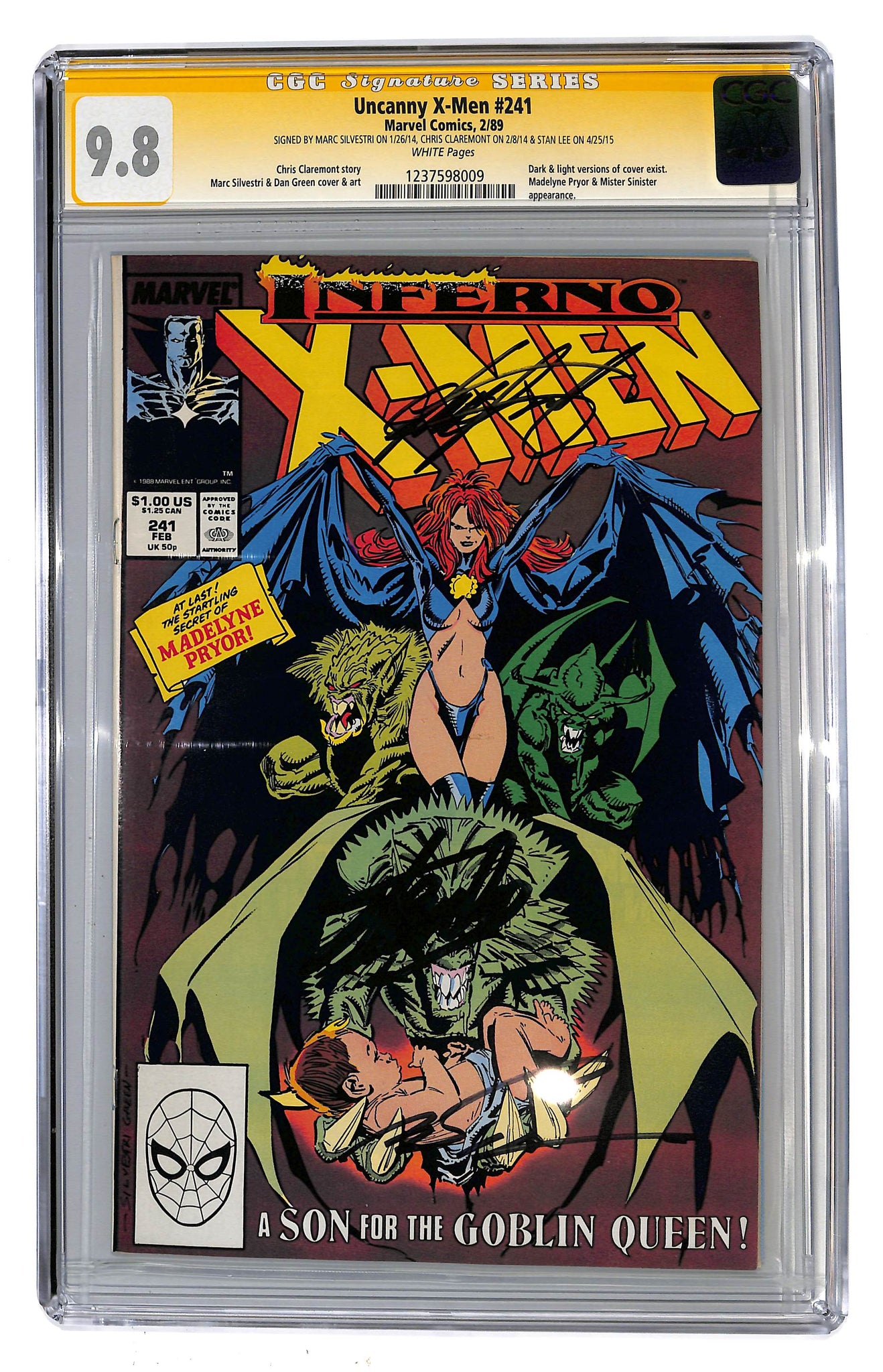 Uncanny X-Men #241 CGC 9.8 Sig Series, 3 Sigs, Stan Lee