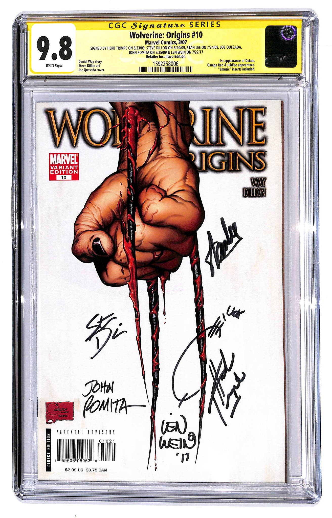 Wolverine: Origins #10 CGC 9.8 Signature Series 6 Sigs (see Desc.) 1st appearance of Daken