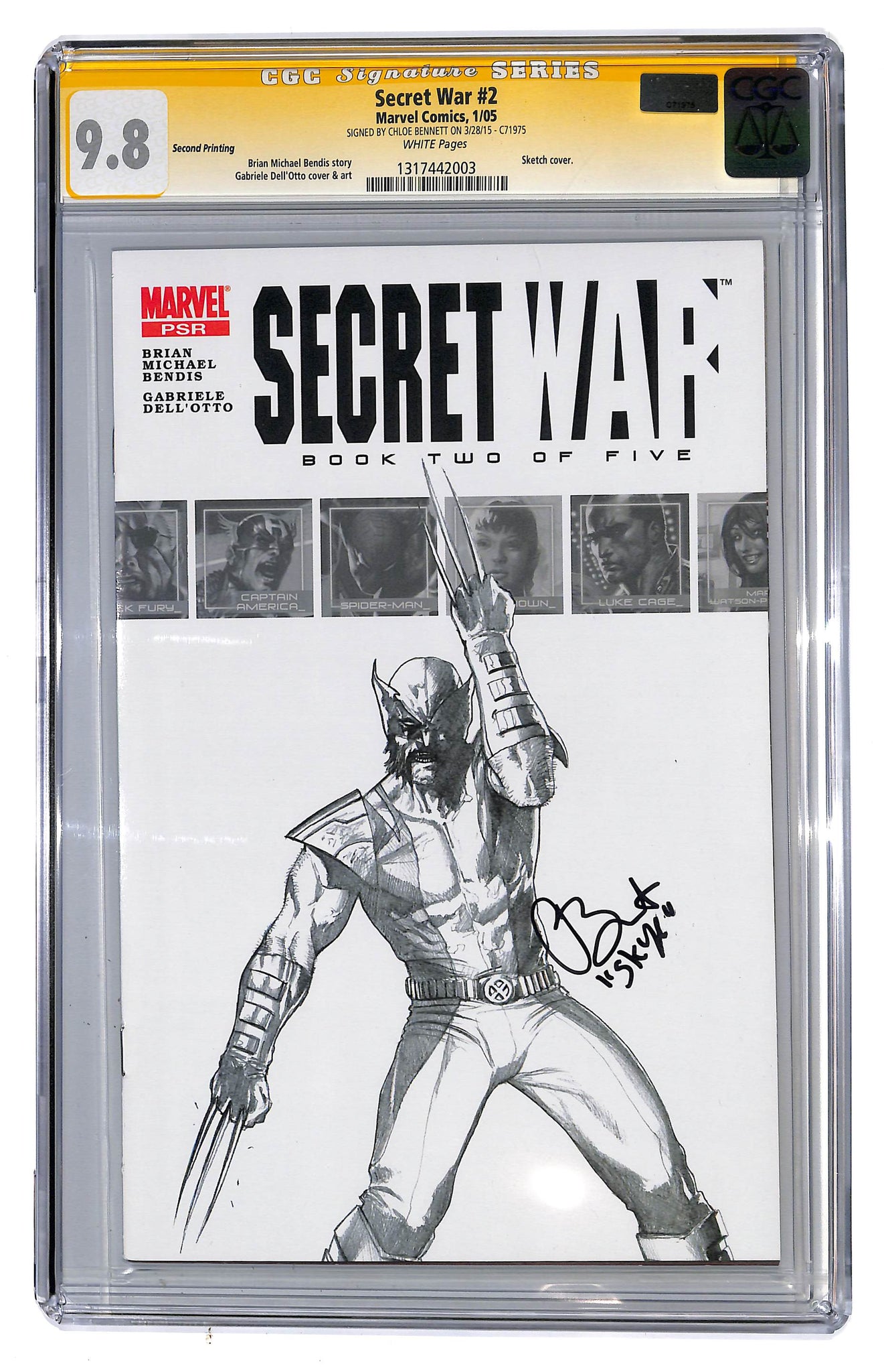 Secret War #2 2nd Print CGC 9.8 Sig Series Chloe Bennett, 1st appearance of Quake