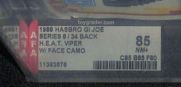 1989 Hasbro GI Joe Series 8/34 Back H.E.AT Viper W/Face Camo AFA 85 NM+