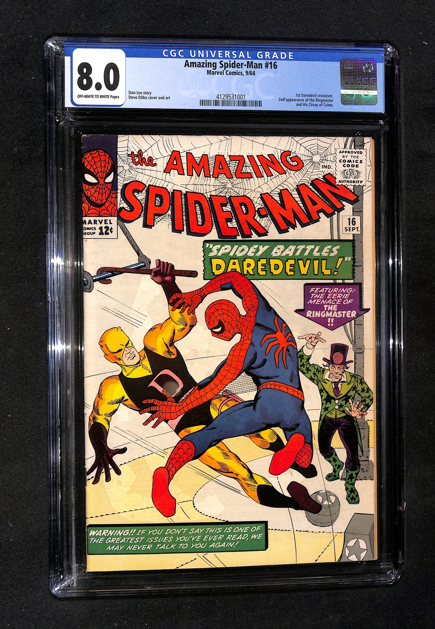 Amazing Spider-Man #16 CGC 8.0 1st Daredevil Cover