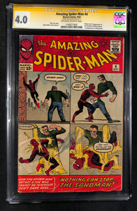 Amazing Spider-Man #4 CGC 4.0 Signed by Stan Lee