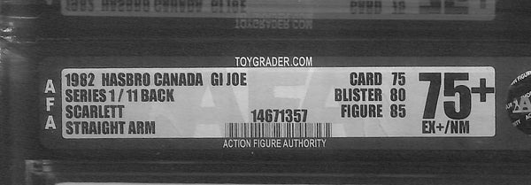 Vintage G.I. Joe - Scarlett - Series 1 Straight Arm - AFA 75+ - Hasbro Canada 82