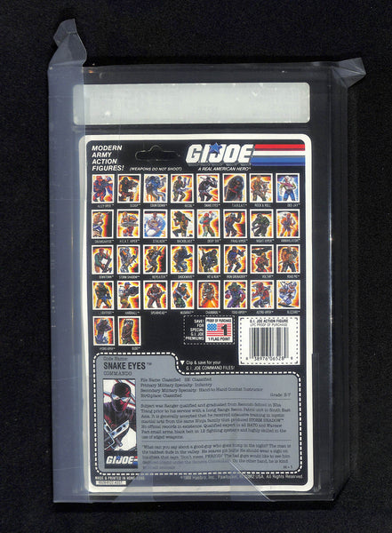 1989 Hasbro GI Joe Series 8.34 Back W/Micro Figure Snake Eyes AFA 85 NM+