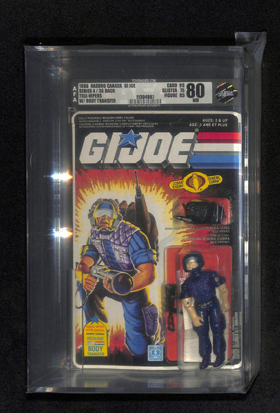 1986 Hasbro Canada GI Joe Series 4/36 Back W/Rare Body Transfer Tele-Vipers AFA 80 NM