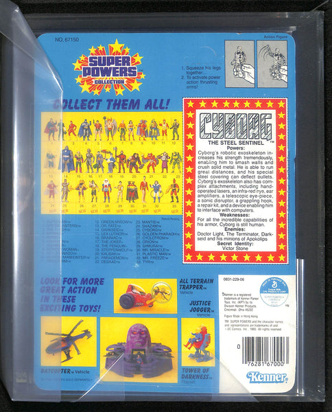 1986 Kenner Super Powers Series 3 / 33 Back Cyborg AFA 85 Y-NM+