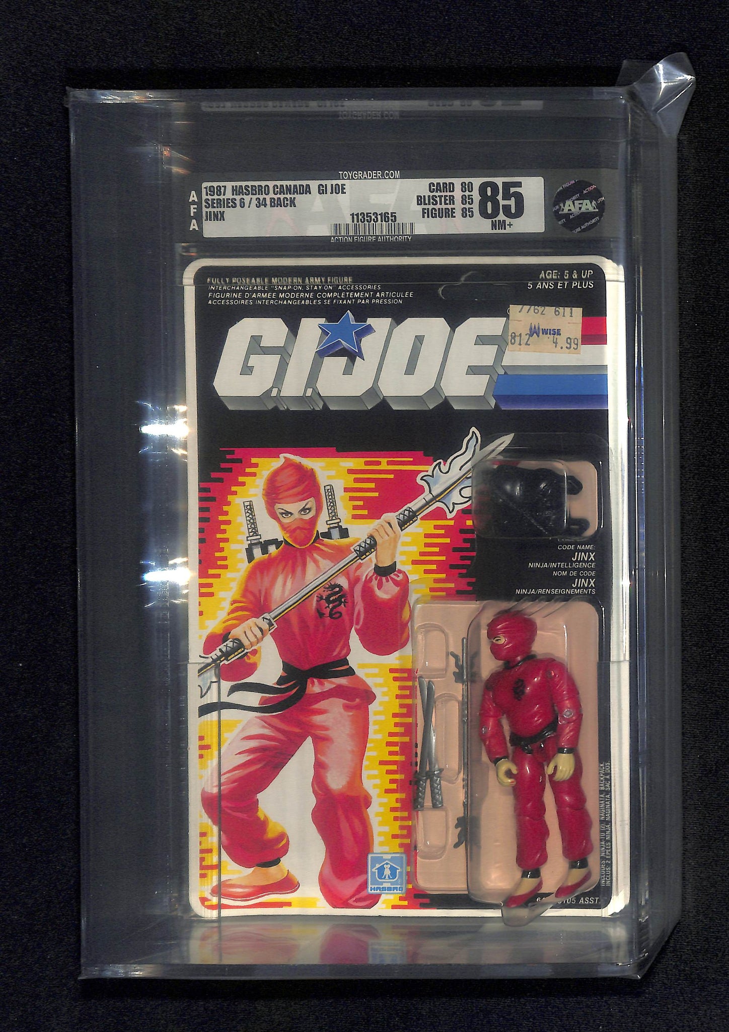 1987 Hasbro Canada GI Joe Series 6/34 Back Jinx AFA 85 NM+