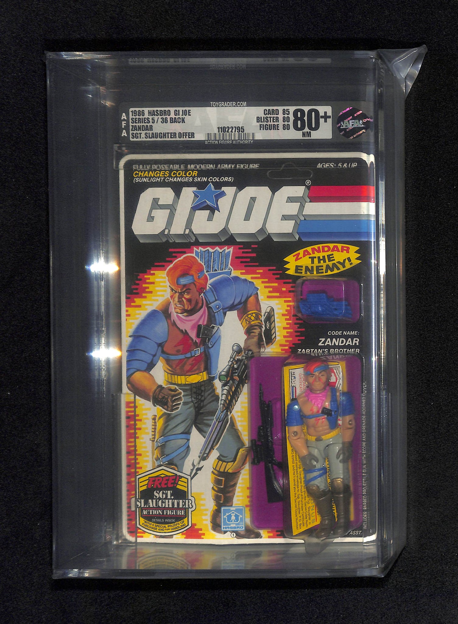 1986 Hasbro GI Joe Series 5/36 Back SGT. Slaughter Offer Zandar AFA 80+ NM