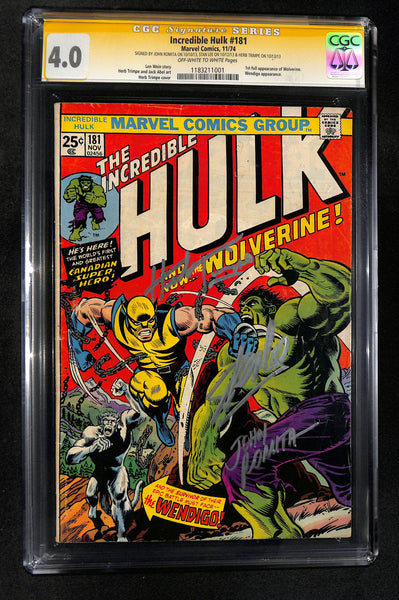 Incredible Hulk #181 CGC 4.0 Signed John Romita Stan Lee Herb Trimpe