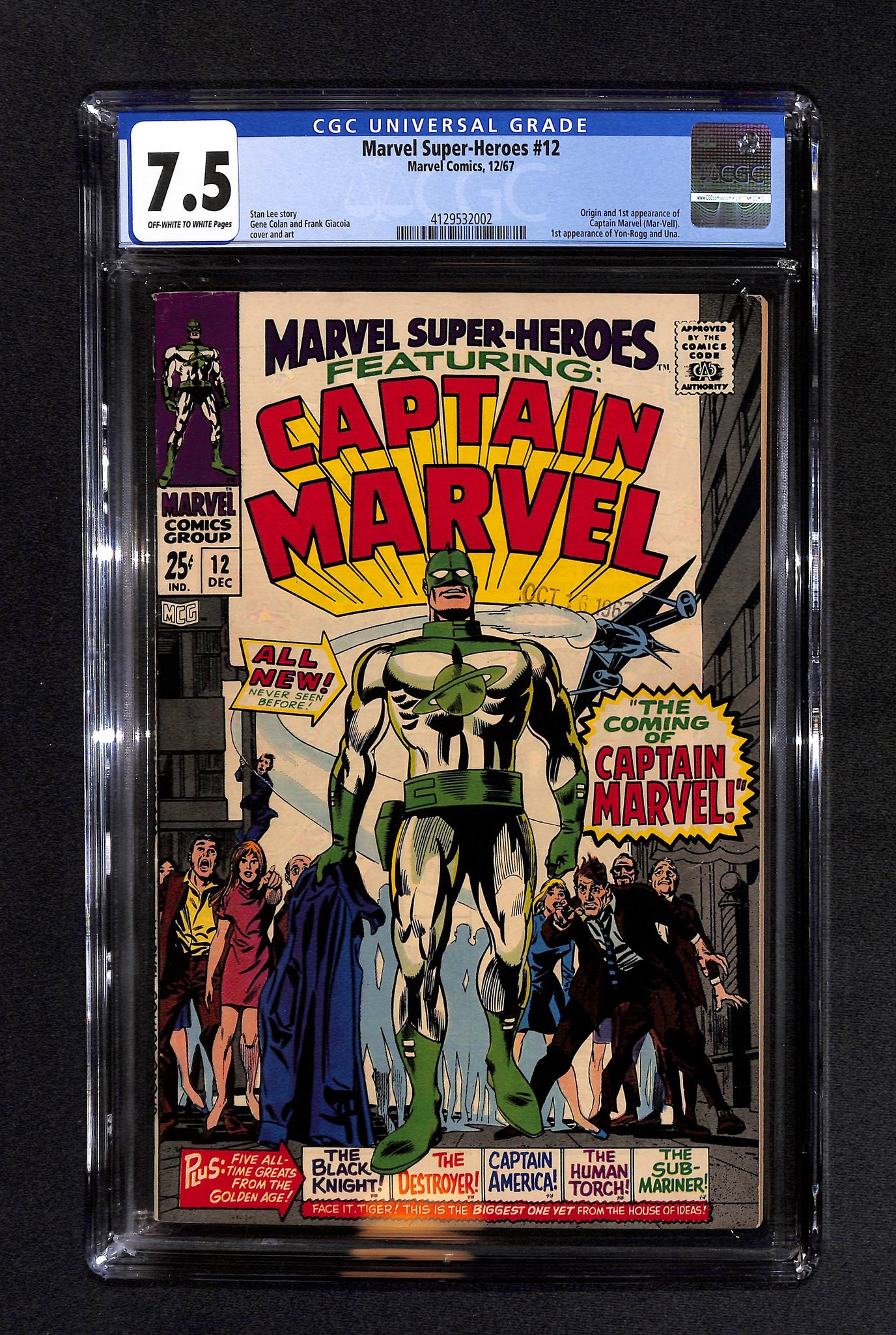 Marvel Super-Hereos #12 CGC 7.5 origin and 1st Appearance of Captain Marvel