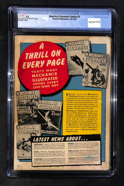 America's Greatest Comics #1 CGC 3.5 1st time Fawcett's major heroes appear together on cover