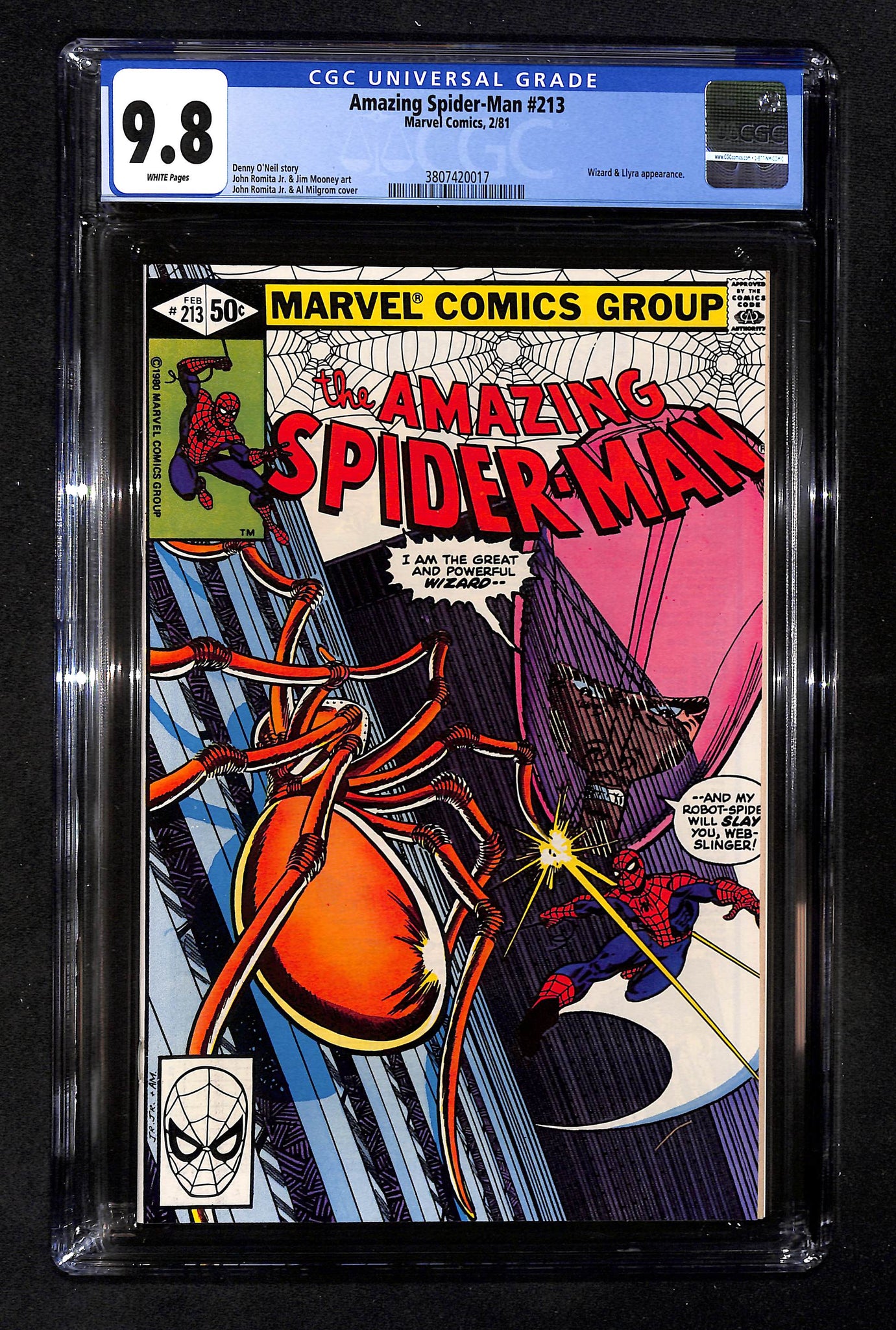 Amazing Spider-Man #213 CGC 9.8 Wizard & Llyra Appearance