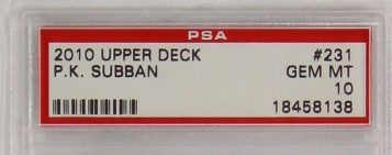 PSA - 2010 - UPPER DECK - P.K. SUBBAN - #231 - GEM MT 10