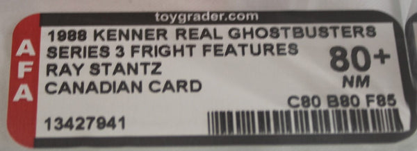 1988 - KENNER - REAL GHOSTBUSTERS -SERIES 3 - FRIGHT FEATURES - RAY STANTZ - CANADIAN CARD - AFA 80+ NM
