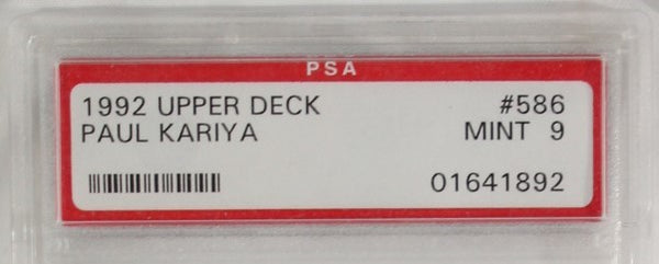 PSA - 1992 - UPPER DECK - PAUL KARIYA - #586 - MINT 9