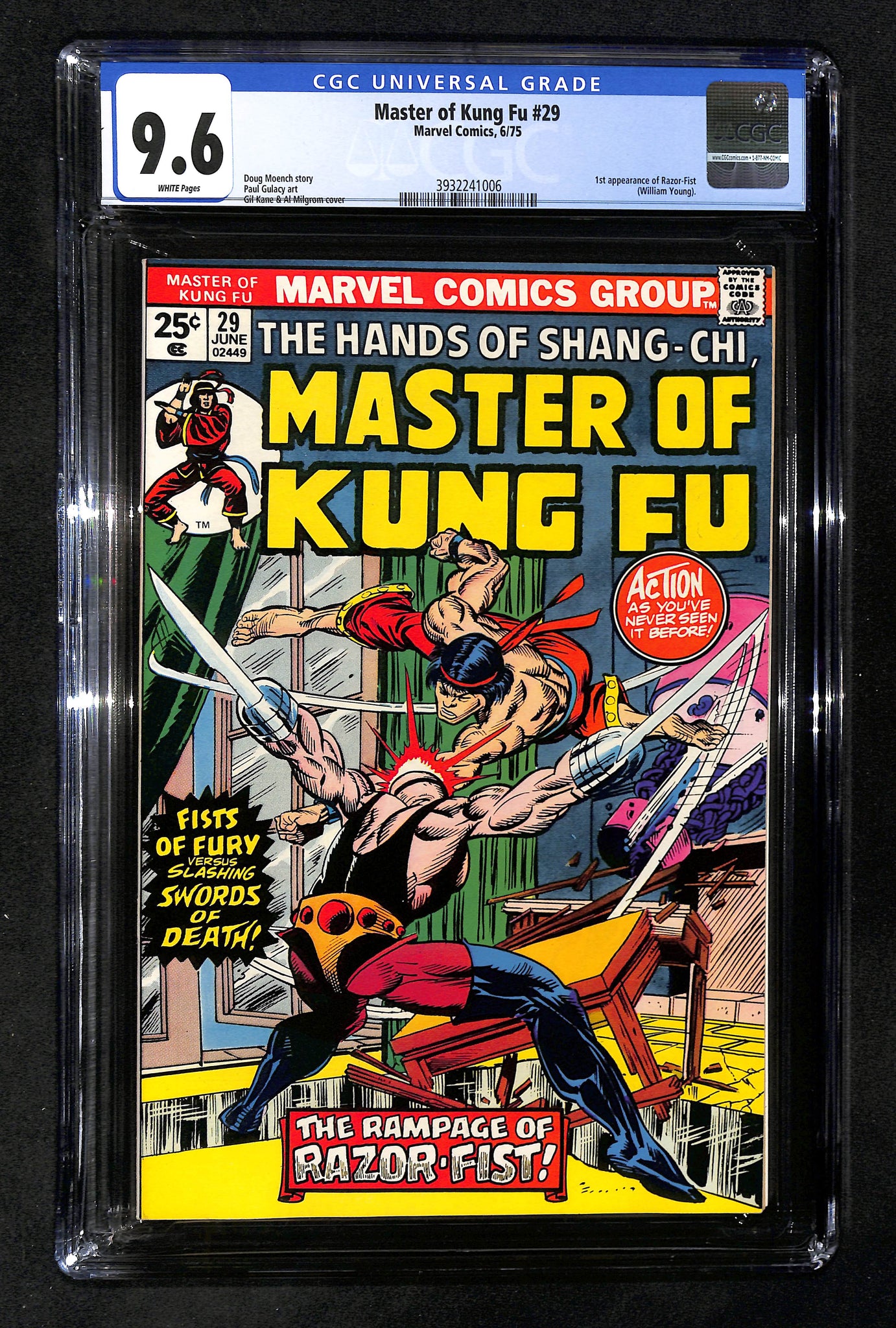 Master of Kung Fu #29 CGC 9.6 1st appearance of Razor-Fist