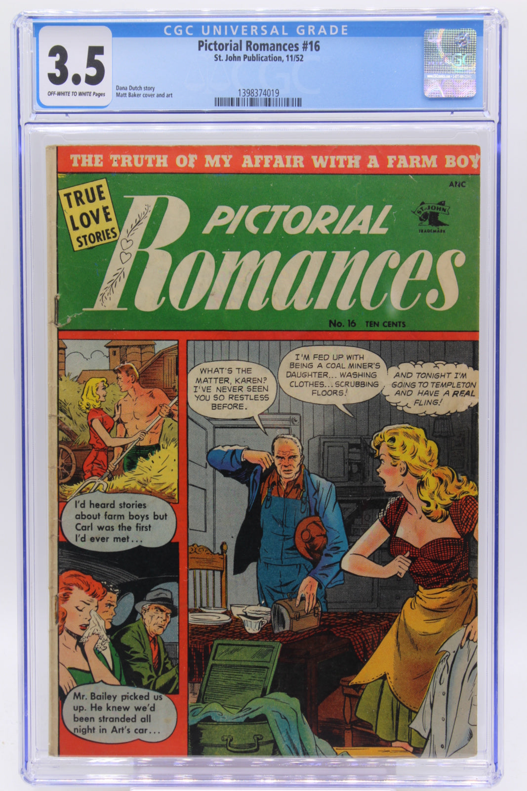 Pictorial Romances #16 - CGC 3.5 - 1952 - Golden Age