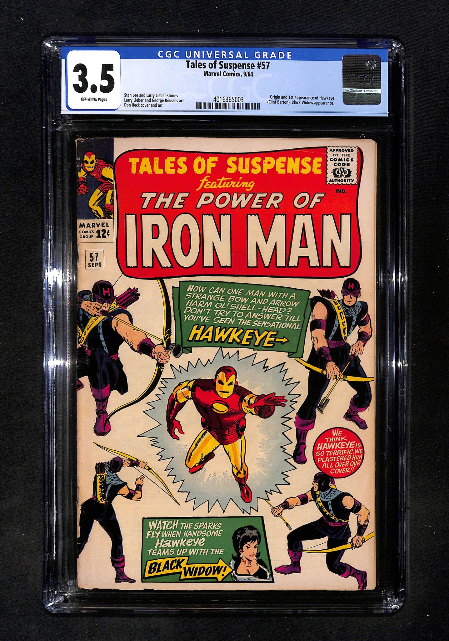 Tales of Suspense #57 CGC 3.5 1st App and Origin Hawkeye