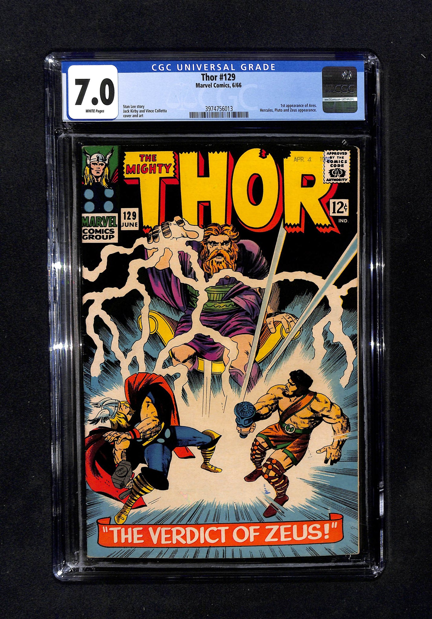 Thor #129 CGC 7.0 1st Appearance Ares
