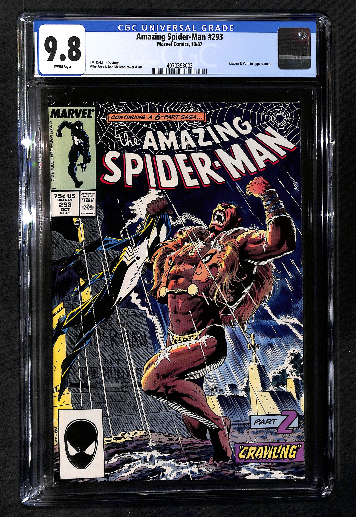 Amazing Spider-Man #293 CGC 9.8 White Pages