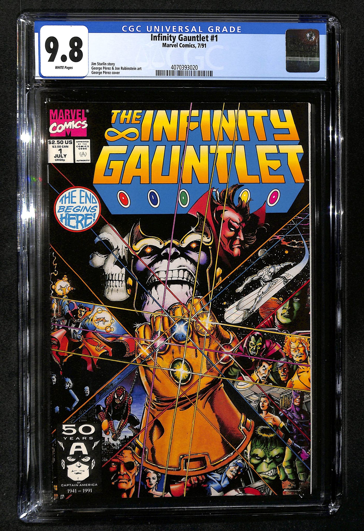 Infinity Gauntlet #1 CGC 9.8 White Pages